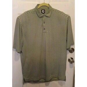 FootJoy Polo Shirt – Men’s Size Large – Lime Green & Black Stripe – Golf